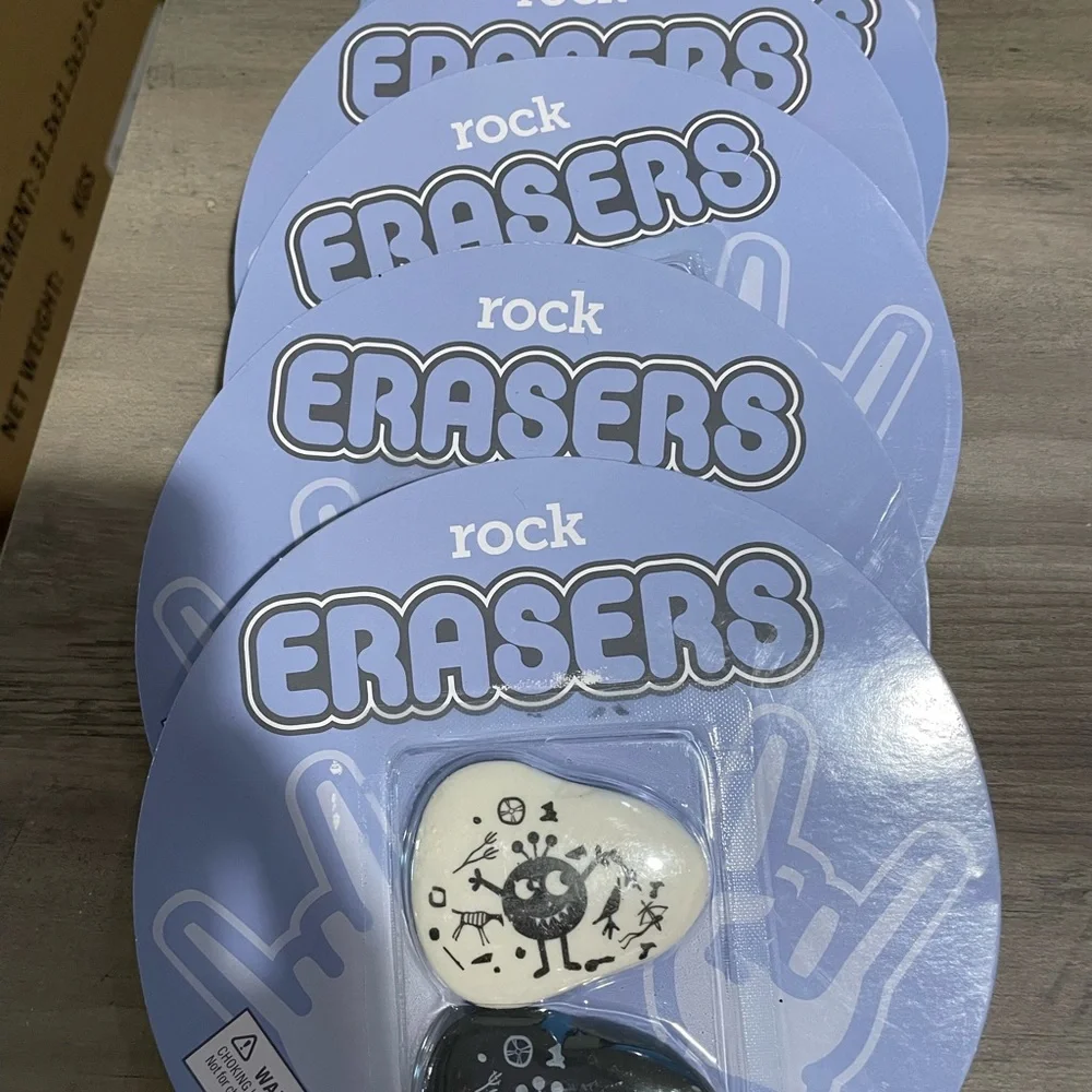 Lot Brand Rock Erasers 5-3/4” Black/ White Pack Of 2 Erasers